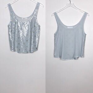 Abercrombie & Fitch Sheer Blue Sequined Tank M